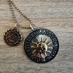 COPY - Gold plated Sol Iustitiar Illustra Nos Necklace